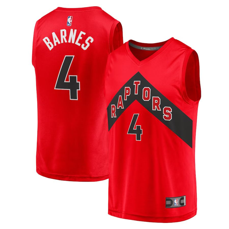 Men Toronto Raptors 4 Scottie Barnes Fanatics Branded Red Fast Break Replica NBA Jersey